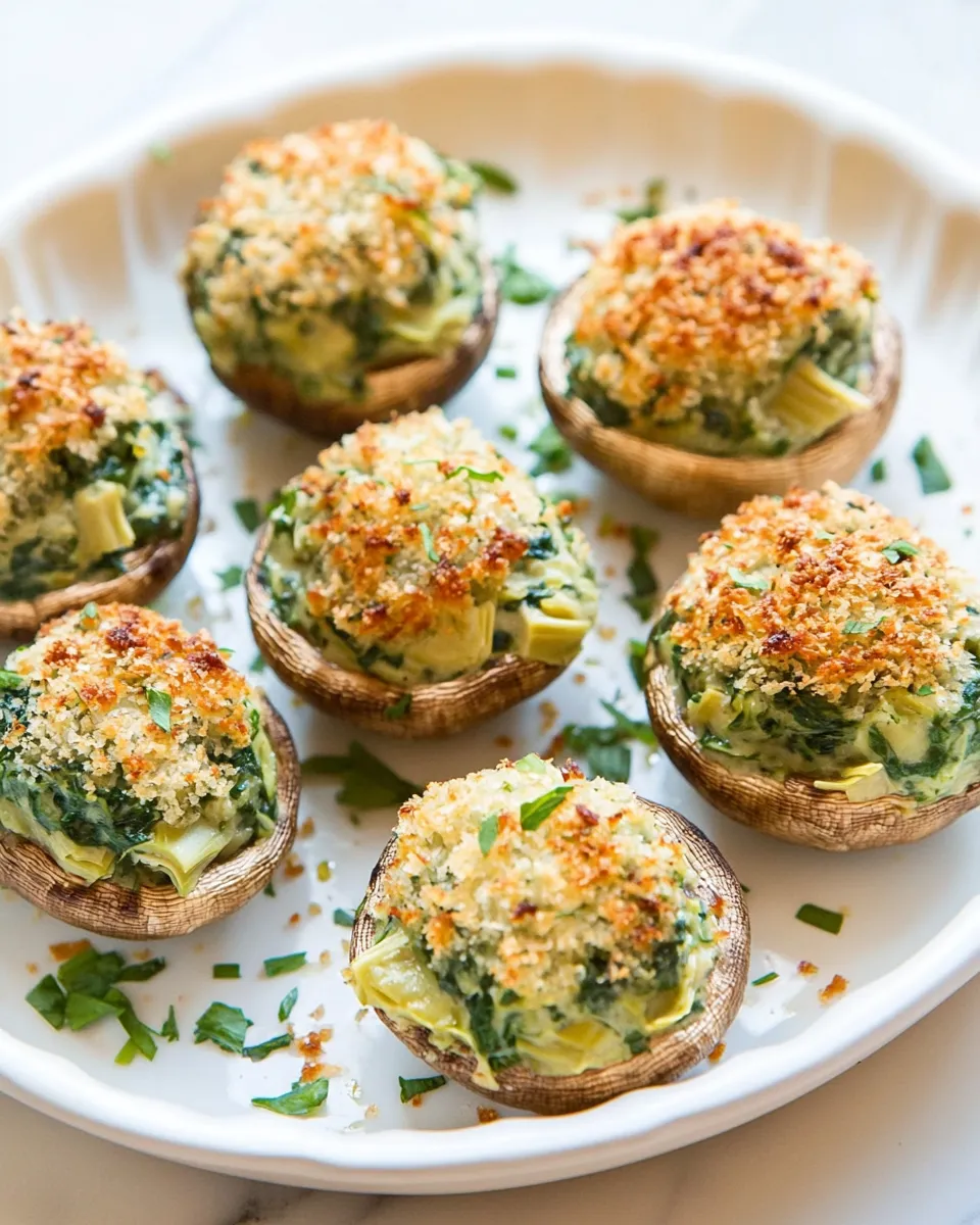 Easy Spinach and Artichoke Stuffed Mushrooms recipe photo