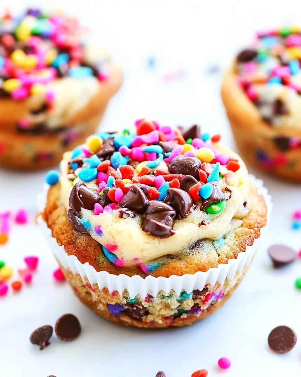 Homemade Sprinkle Chocolate Chip Cookie Cups photo