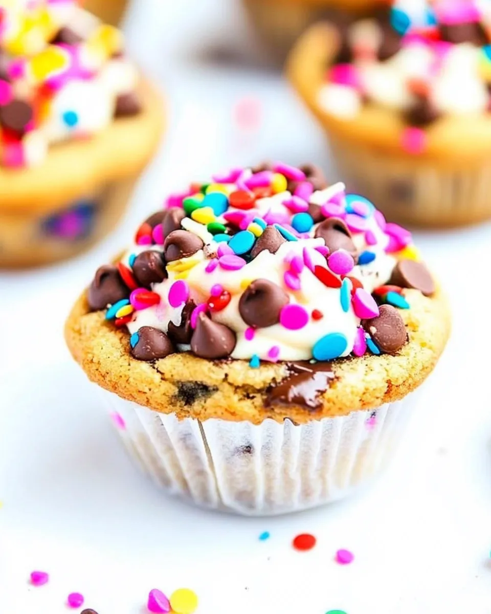 Easy Sprinkle Chocolate Chip Cookie Cups recipe photo