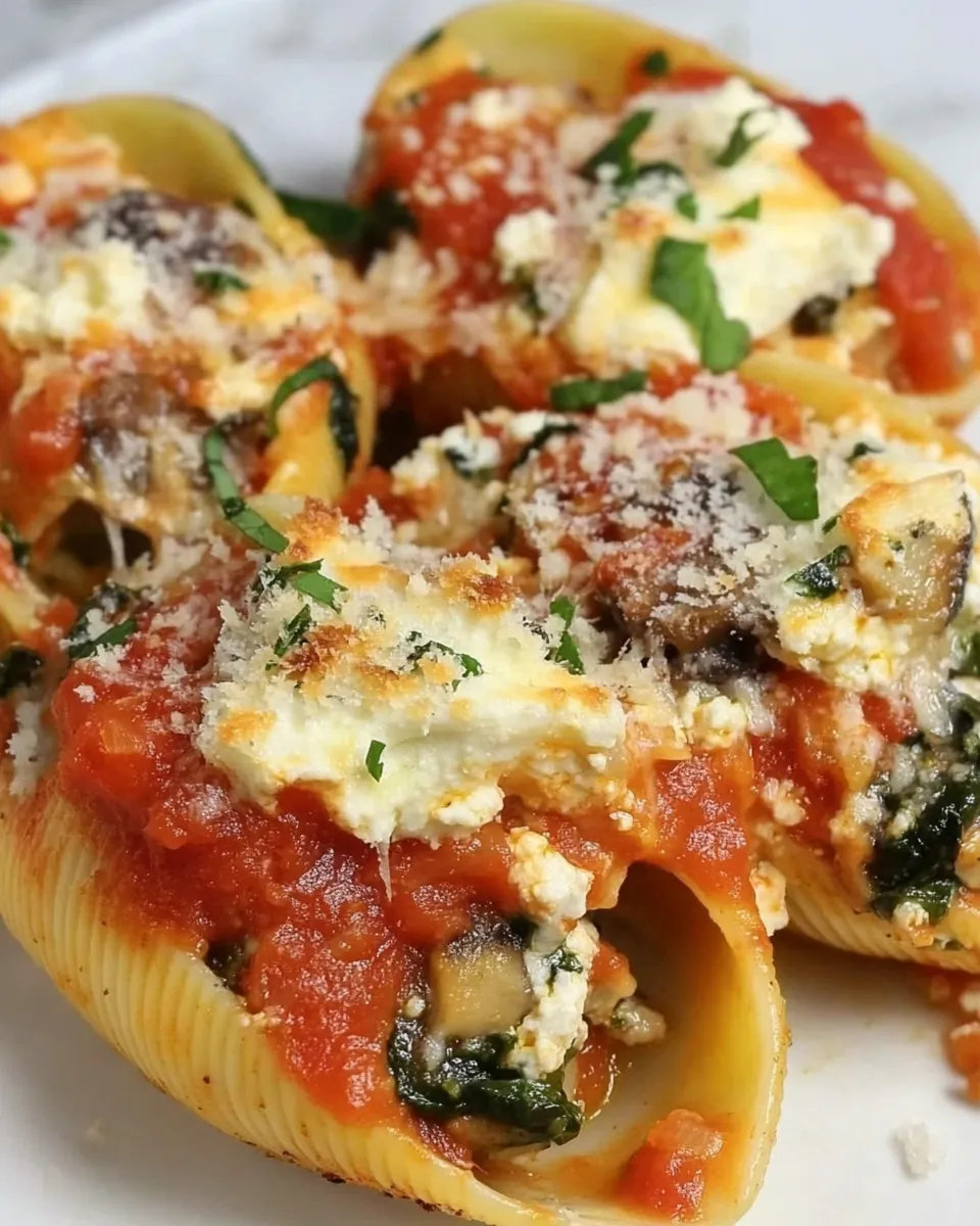 Classic Stuffed Shells with Ricotta, Spinach, and Portobello Mushrooms image