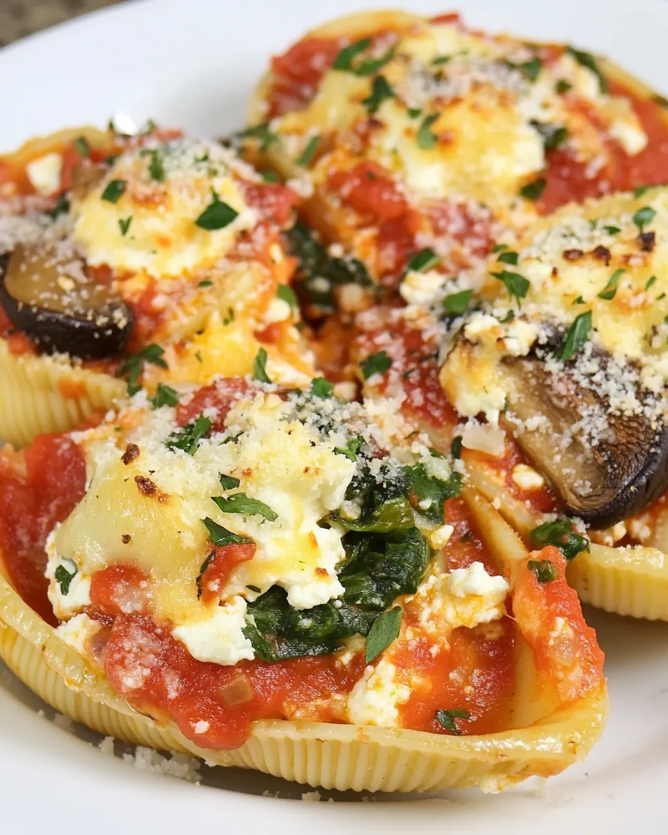 Easy Stuffed Shells with Ricotta, Spinach, and Portobello Mushrooms recipe photo