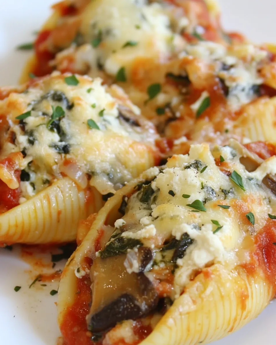 Delicious Stuffed Shells with Ricotta, Spinach, and Portobello Mushrooms dish photo