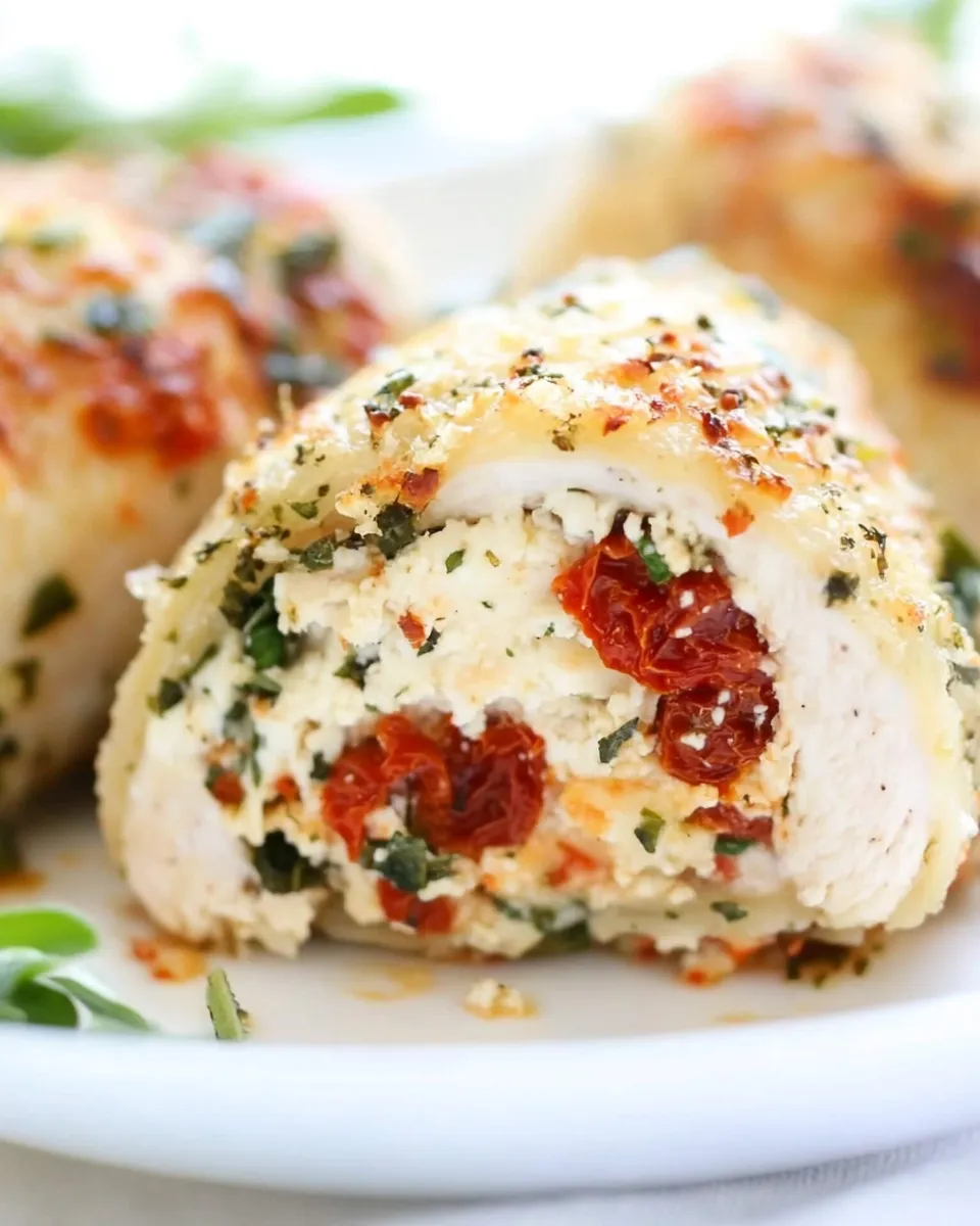 Homemade Sun Dried Tomato and Cheese Stuffed Chicken Rollatini photo