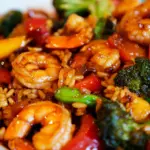 Homemade Szechuan Shrimp Stir Fry with Fried Rice photo