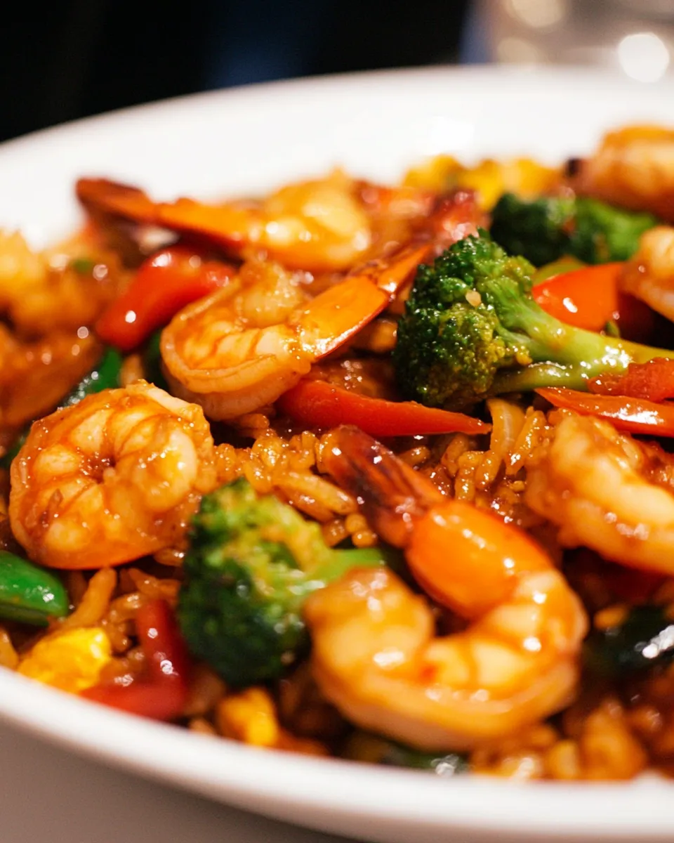 Classic Szechuan Shrimp Stir Fry with Fried Rice image