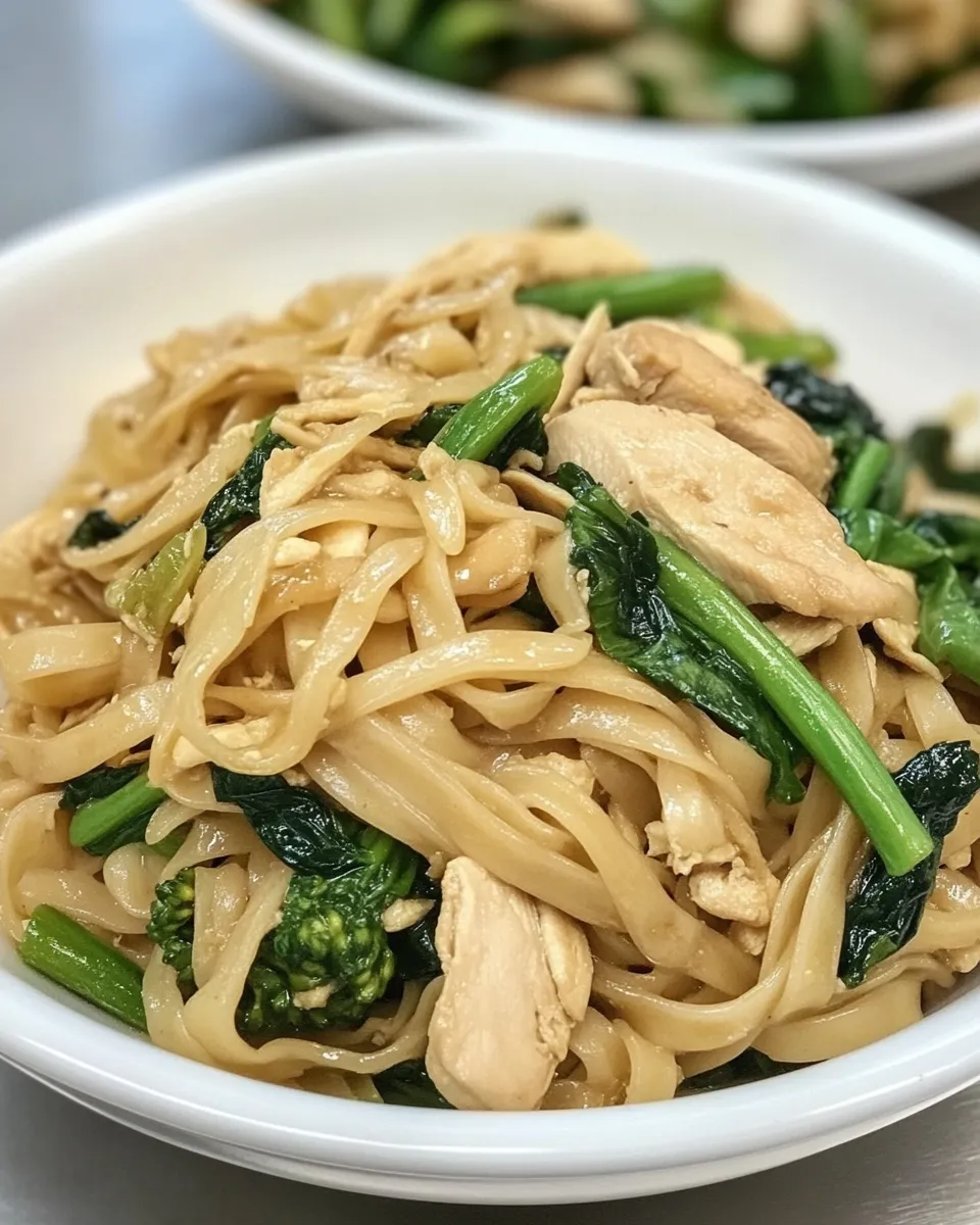 Homemade Thai-Style Stir-Fried Noodles with Chicken and Broccolini photo