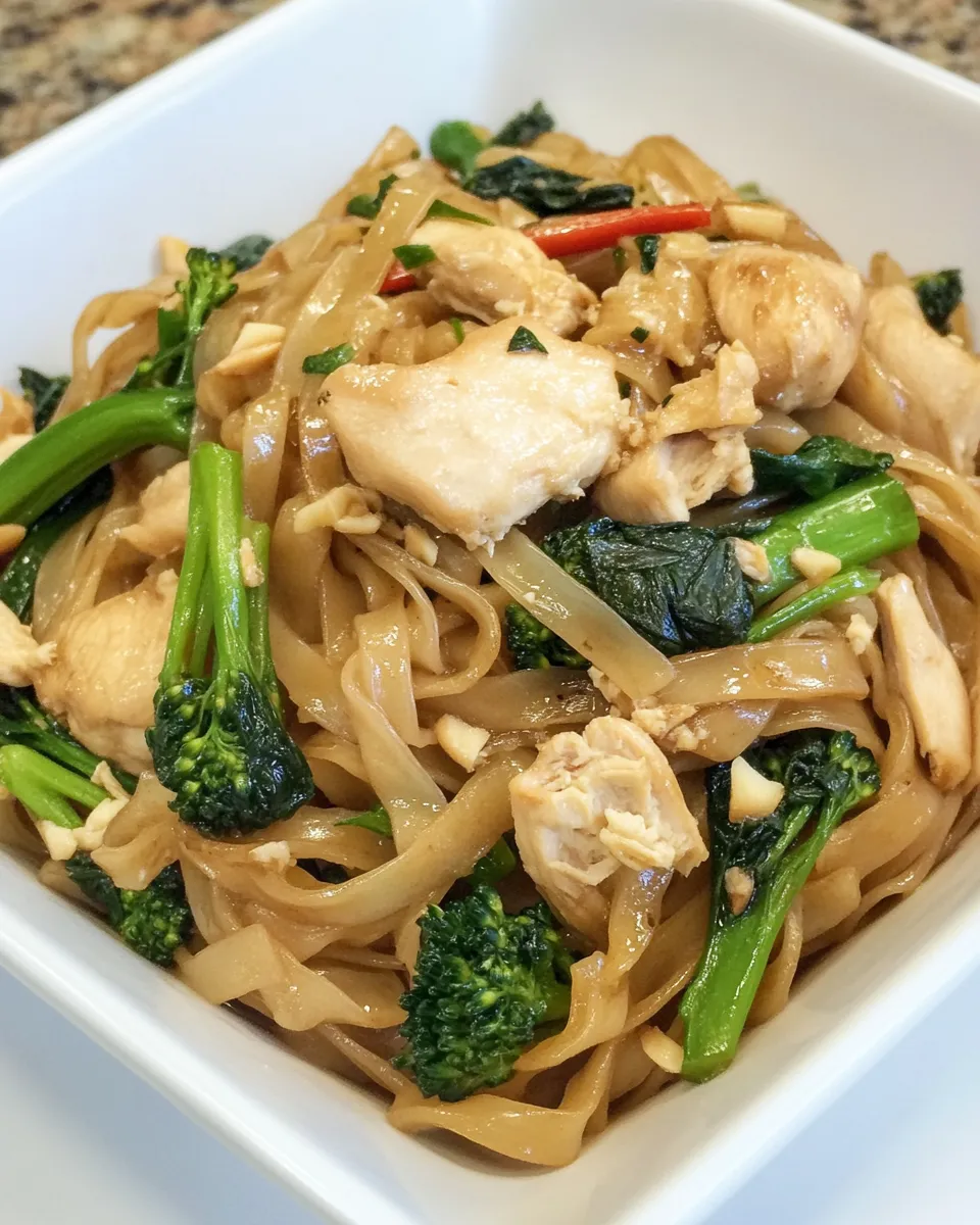 Classic Thai-Style Stir-Fried Noodles with Chicken and Broccolini image