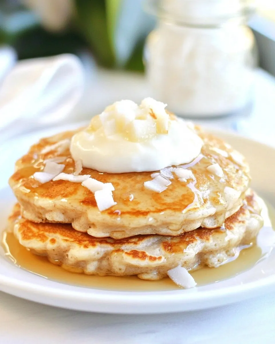 Delicious Toasted Coconut Pancakes plate image