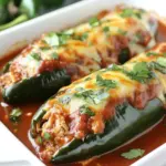 Homemade Turkey Enchilada Stuffed Poblanos Rellenos photo