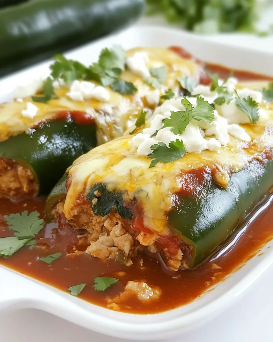 Classic Turkey Enchilada Stuffed Poblanos Rellenos image