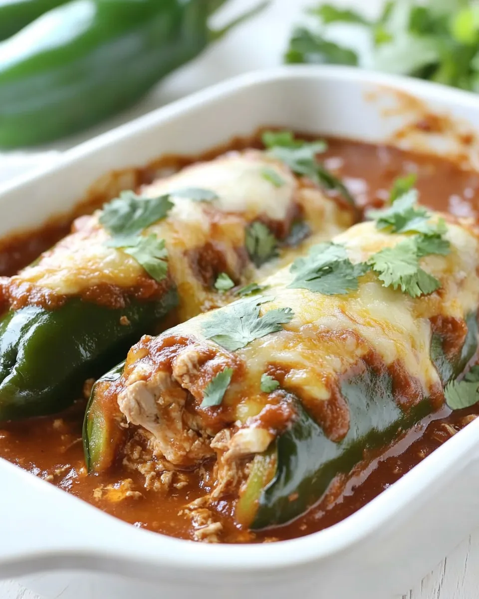 Delicious Turkey Enchilada Stuffed Poblanos Rellenos dish photo