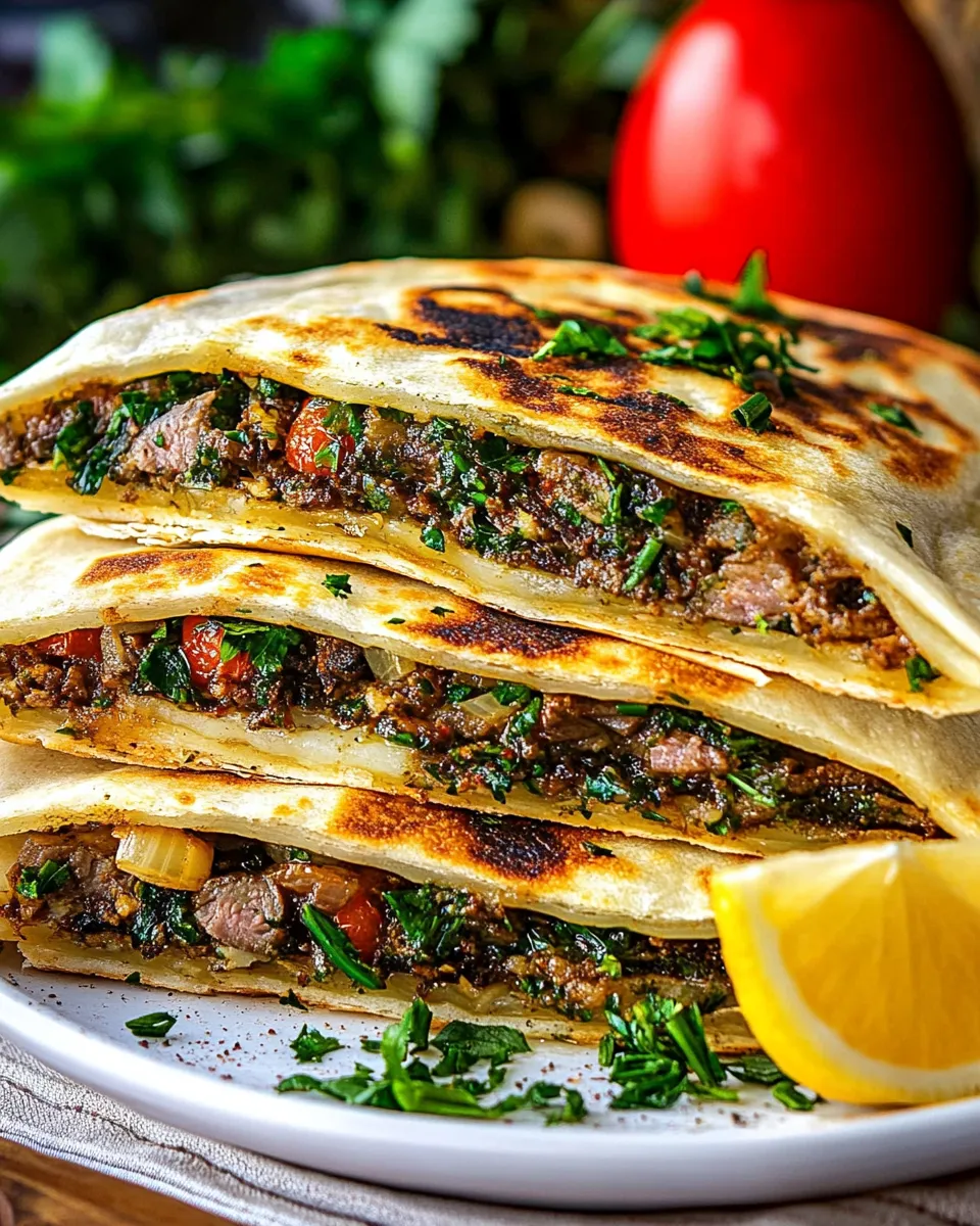 homemade Turkish Gozleme with Lamb photo