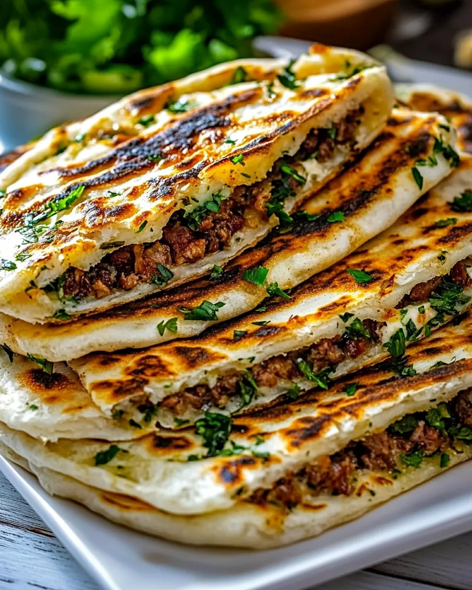 delicious Turkish Gozleme with Lamb shot