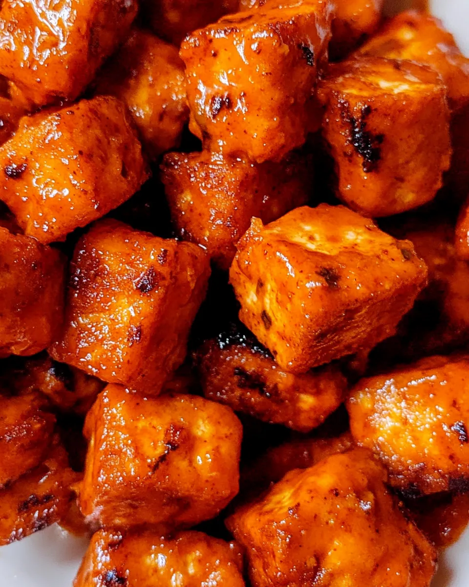 Delicious Vegan Buffalo Tofu Bites plate image