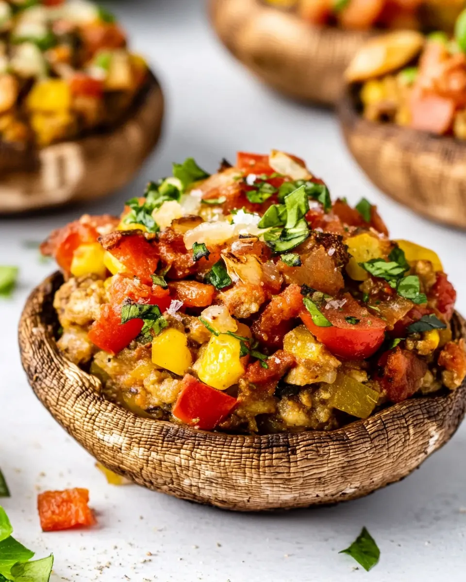 Delicious Vegetarian Stuffed Portobello Mushrooms plate image