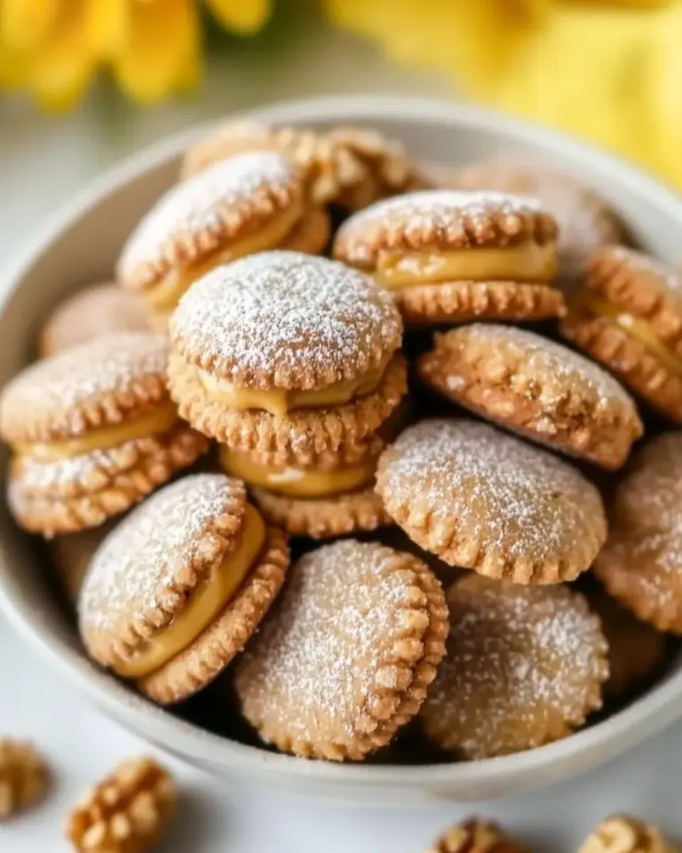 homemade Walnut-Shaped Cookies with Caramel Cream photo