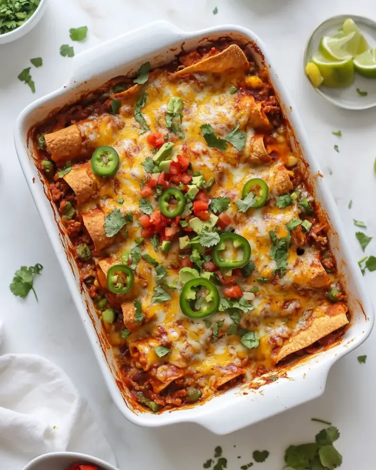 Homemade Weeknight Cheesy Enchilada Bake. recipe photo