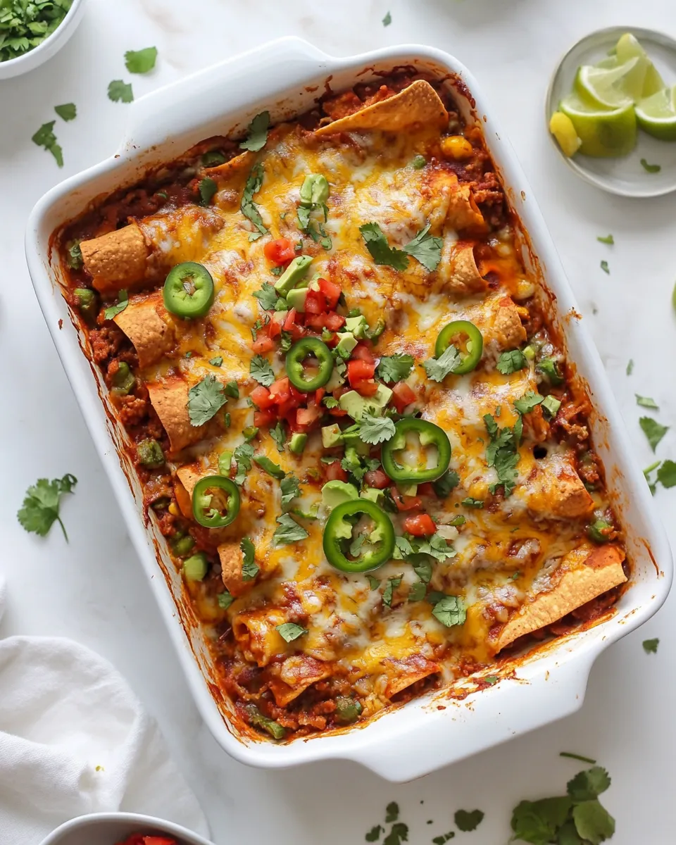 Homemade Weeknight Cheesy Enchilada Bake. recipe photo