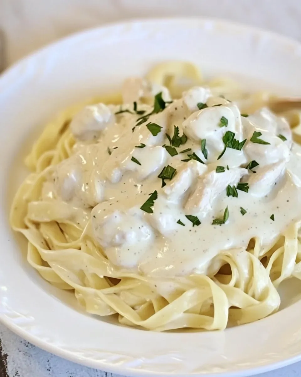 Delicious Weeknight Fast Chicken Alfredo plate image