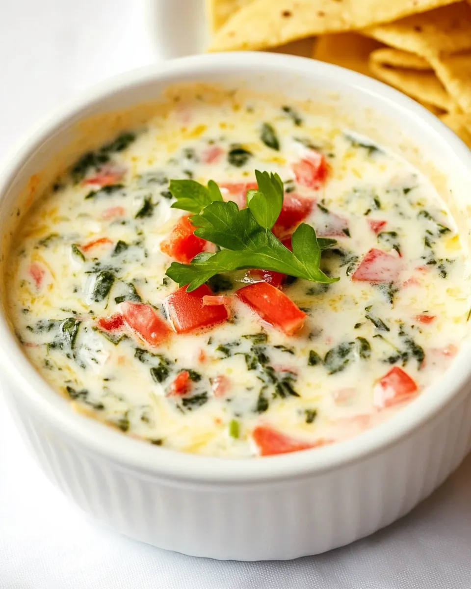 Delicious White Spinach Queso shot